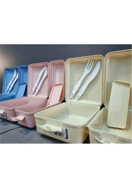 Ekru Bölmeli Taşınabilir Beslenme Kabı Seti, Pratik ve Şık Kullanım Sağlar. modelleri