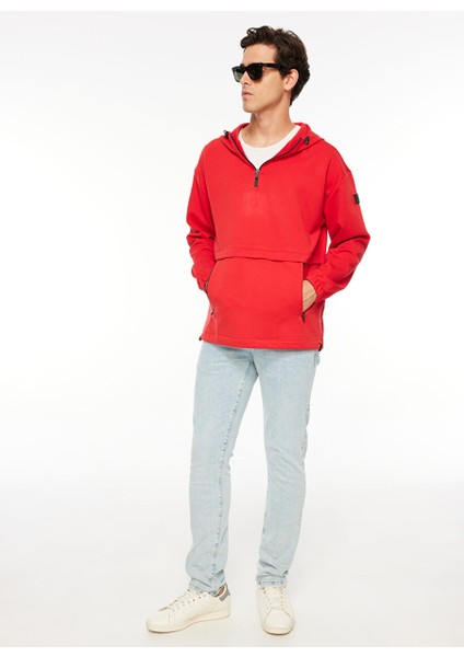 Kırmızı Düz Erkek Kapüşonlu Loose Fit Sweatshirt FS3WM-SWT258 fiyatları