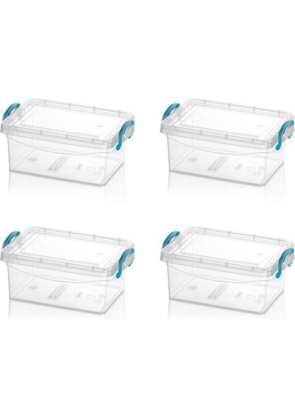 Kilitli Kapaklı Mini Saklama Seti, 0,4 Litre, Beyaz, 4’lü Paket