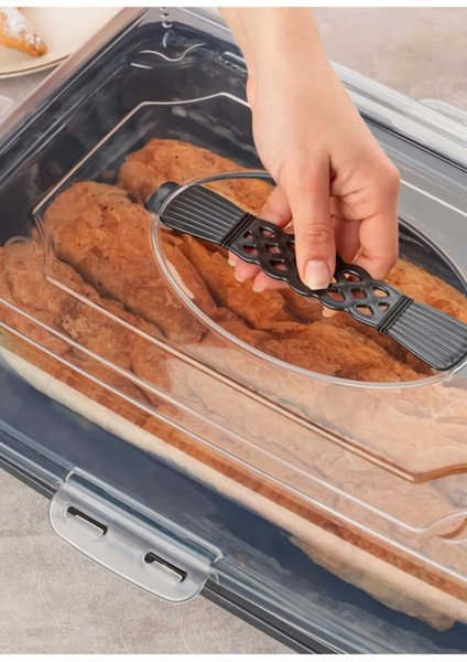 Gri Kilitli Kapaklı Saklama Kabı, Kek ve Börek Için Güvenli Taşıma Fanusu fırsatları