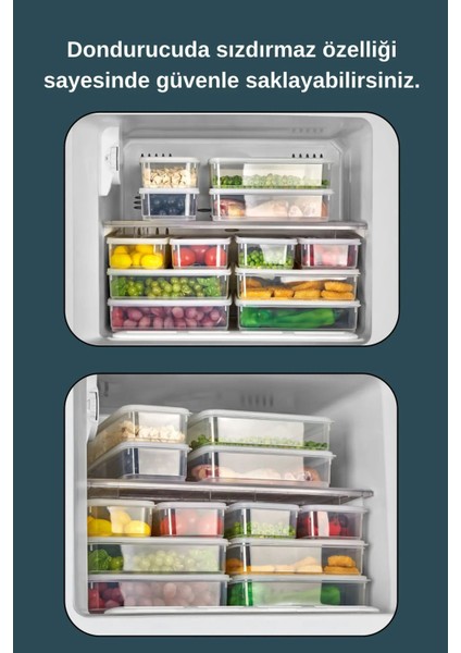 7'li Sızdırmaz Kahvaltılık Saklama Kabı Seti, 3000 ml ve 6X300 Ml, Şeffaf, Beyaz modelleri