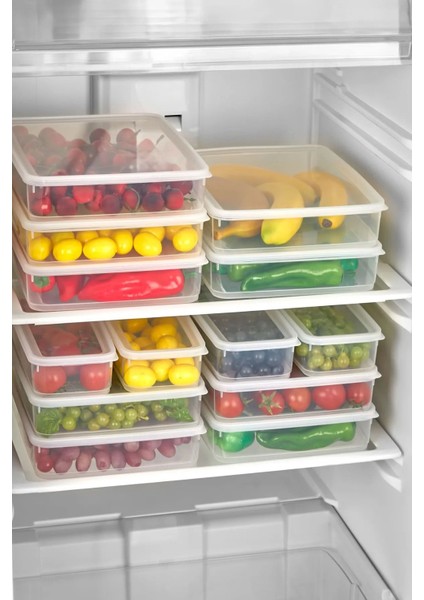 7'li Sızdırmaz Kahvaltılık Saklama Kabı Seti, 3000 ml ve 6X300 Ml, Şeffaf, Beyaz fırsatları