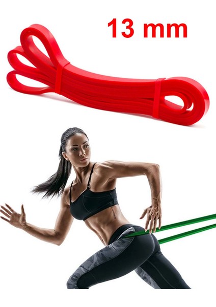 Kırmızı 13MM Latex Güç Bandı, Pilates ve Aerobik Için Hafif Sert Dirençli Lastik