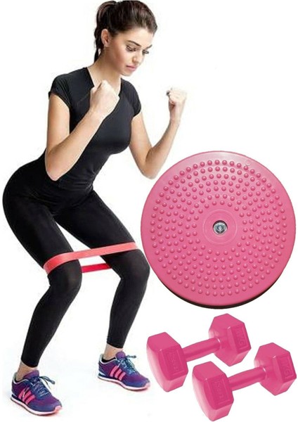 Döner Disk, Pilates Bandı, Lastik ve 1 kg Dambıl Seti ile Egzersiz Keyfi