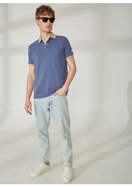 Düz Indigo Erkek Polo T-Shirt Inboard Polo T-Shırt modelleri