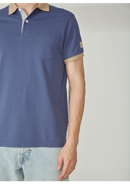 Düz Indigo Erkek Polo T-Shirt Inboard Polo T-Shırt fırsatları