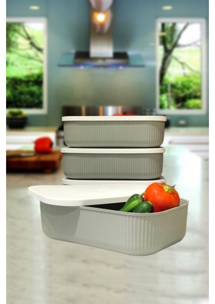 3 Adet Gri Saklama Kabı 3.2 Lt, Meyve, Sebze ve Eşya Organizer Seti fiyatları