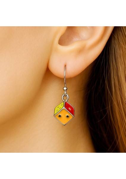 Renkli Zar Şekilli Mineli Kadın Küpe Çift Adet El Yapımı Küpe fiyatları