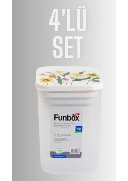 4'lü Uzun Hobby Life Funbox Saklama Kabı Seti, Kahve Desenli, 0,9+1,4+2,1+3,1 Lt fiyatları