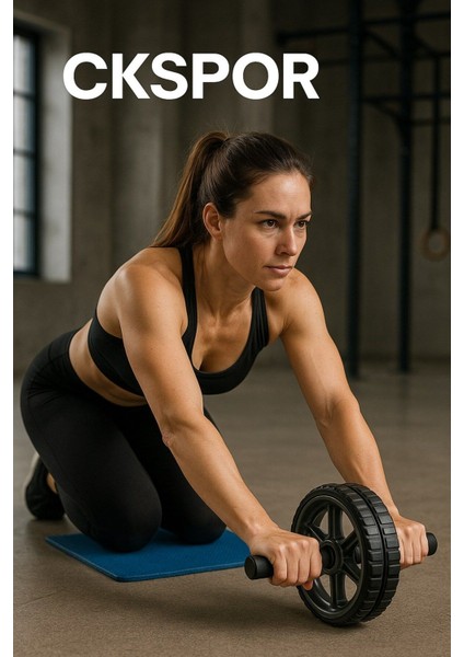 Mavi Taşınabilir Spor Tekerleği Egzersiz Aleti ve Mini Diz Mat