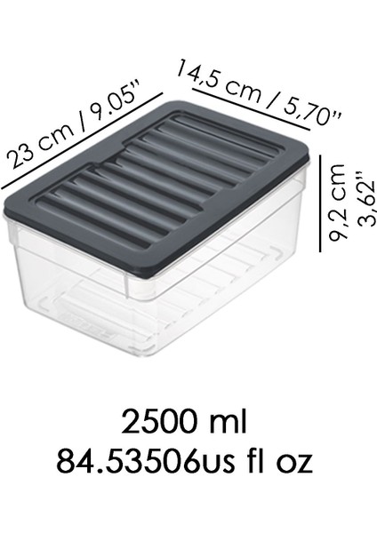 3'lü Derin Mikrodalga Uyumlu Saklama Kabı Seti, 2500ML, Antrasit modelleri