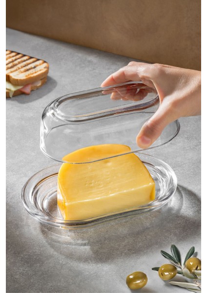 Şeffaf Cam Tereyağlık 176 Ml, Şık ve Kullanışlı Mutfak Aksesuarı