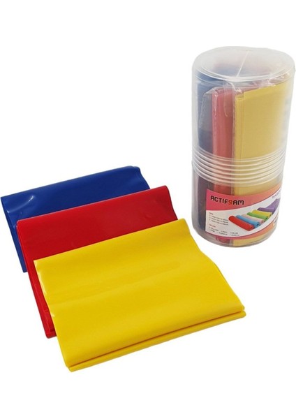 3'lü Pilates Lastiği, 3 Direnç, Renkli, 1500X150 Mm, Ekstra Sert, Çok Renkli