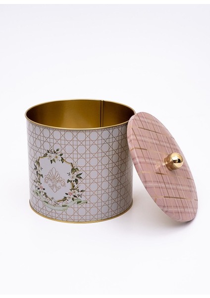 Pembe Desenli Metal Saklama Kabı, 17,5X15,5 Cm, Erzak Güvenle Saklama modelleri