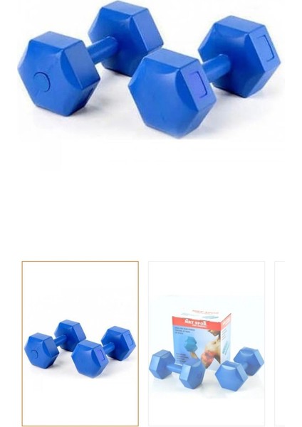 Mavi 2'li 1 kg Demir Tozlu Köşeli Dambıl Seti fırsatları