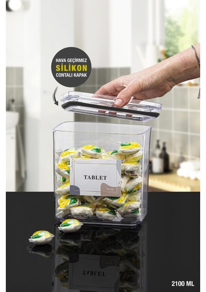 Vakumlu Dikdörtgen Saklama Kabı 2.1 Lt, Kahverengi