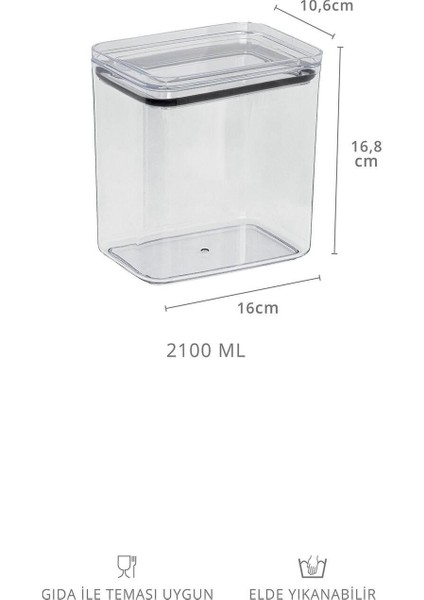 Vakumlu Dikdörtgen Saklama Kabı 2.1 Lt, Kahverengi fırsatları