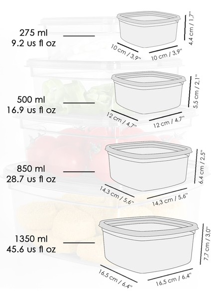 8'li Kare Sızdırmaz Saklama Kabı Seti, Çok Amaçlı ve Şık, Farklı Boyutlarda fırsatları