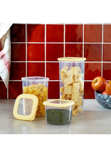 Hold 3'lü Sarı Saklama Kabı Seti, Şık ve Pratik Ev Düzeni Için Ideal