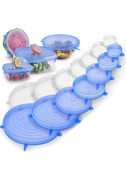 Renkli 6'lı Silikon Streç Kapaklar, Tazelik Koruyan Pratik ve Esnek Tasarım