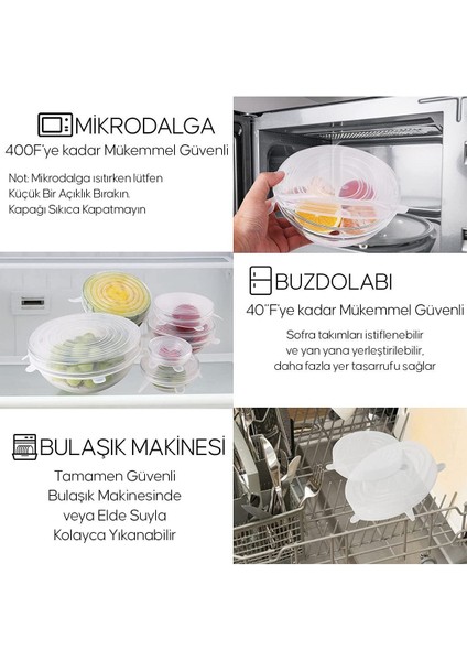 Renkli 6'lı Silikon Streç Kapaklar, Tazelik Koruyan Pratik ve Esnek Tasarım fırsatları