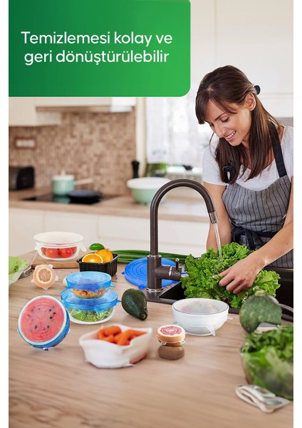 Renkli 6'lı Silikon Streç Kapaklar, Tazelik Koruyan Pratik ve Esnek Tasarım indirimleri