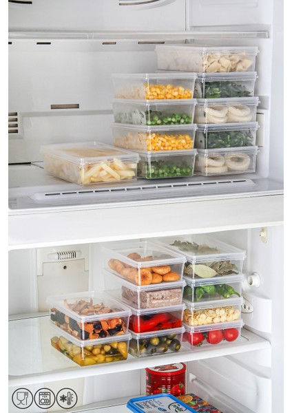 2litre 5'li Saklama Kabı Seti, Kendinden Kapaklı, Hava Almayan, 24X14X6 cm fiyatları