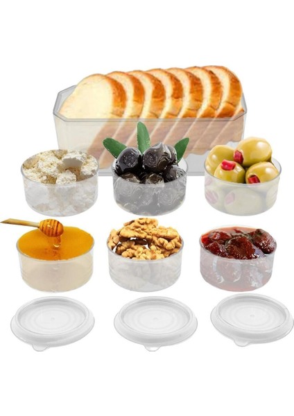 7'li Şeffaf Plastik Kapaklı Piknik ve Kahvaltı Takımı Seti fiyatları