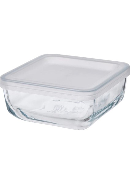 Turuncu Kare Cam Gıda Saklama Kabı, 0,5 L, Kapaklı, Dayanıklı ve Şık Tasarım