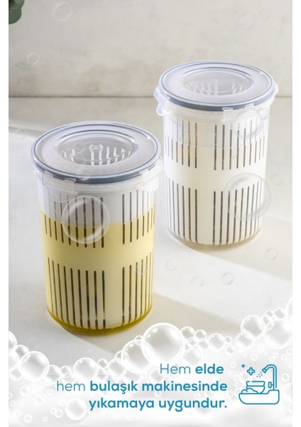 Gri Süzgeçli Saklama Kabı, Zeytinlik ve Turşuluk, 1,5 Litre Kapasite fırsatları