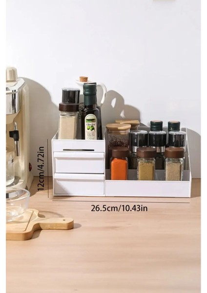 Beyaz Çekmeceli Mutfak Düzenleyici Tezgah Üstü Baharat Standı modelleri