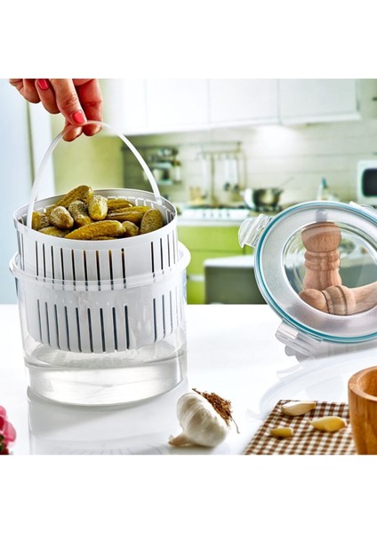 2500 ml Süzgeçli Saklama Kabı, Turşuluk ve Zeytinlik, Beyaz fiyatları