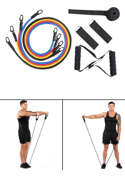 10'lu Siyah Pilates Direnç Lastiği Seti, Dayanıklı ve Kullanışlı Egzersiz Ekipmanı fiyatları