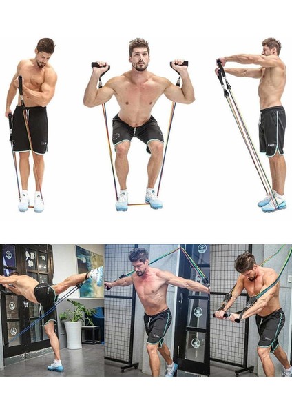 10'lu Siyah Pilates Direnç Lastiği Seti, Dayanıklı ve Kullanışlı Egzersiz Ekipmanı modelleri
