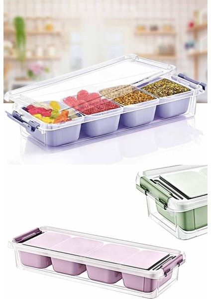 Beyaz 4 Bölmeli Çok Amaçlı Saklama Kutusu, 2,5 Litre, Kapaklı, Organizer