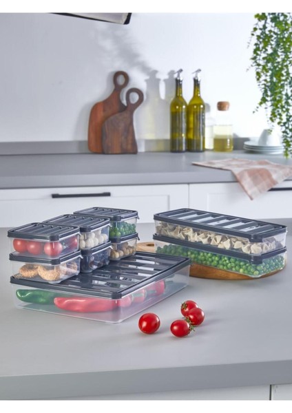 9 Parça Gri Piknik ve Kahvaltı Taze Gıda Saklama Kabı Seti fırsatları