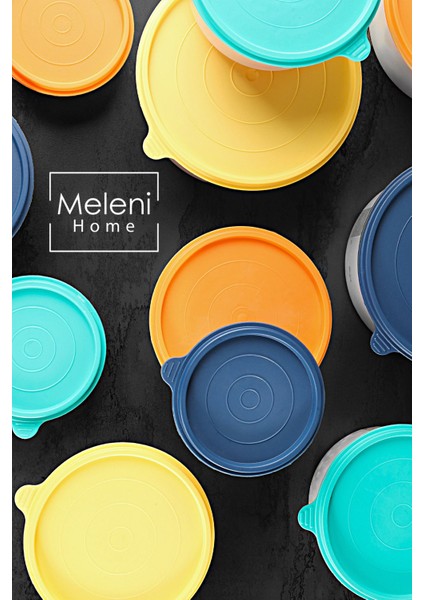 12'li Yuvarlak Saklama Kabı Seti, 12X250ML, Turuncu, Organizer ve Düzenleyici