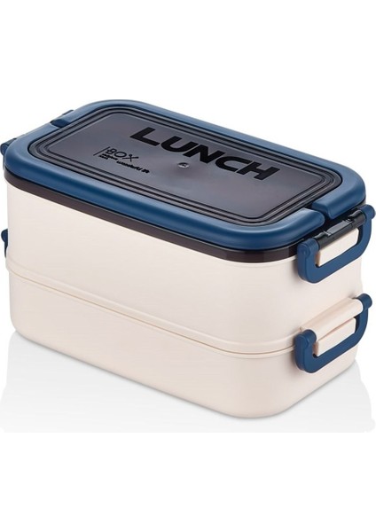Lacivert 2 Katlı Taşınabilir Yemek Kutusu, 1800ML, Çatal Kaşıklı, Saklama ve Sefer Için Ideal fiyatları
