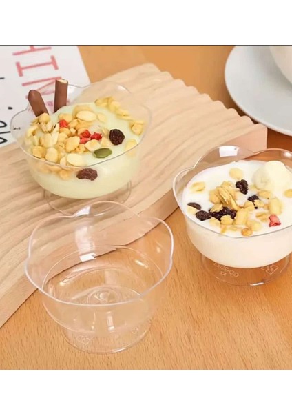 5'li Lotus Çiçekli Şeffaf Tatlı Kapları ve Kapakları Seti fırsatları