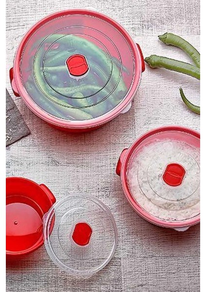 3'lü Renkli Yuvarlak Mikrofresh Tencere Seti, 0,5l, 1l ve 2l fiyatları