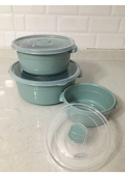 3'lü Renkli Yuvarlak Mikrofresh Tencere Seti, 0,5l, 1l ve 2l modelleri