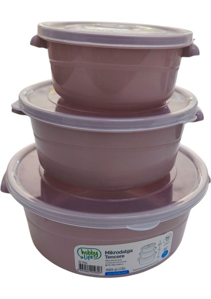 3'lü Renkli Yuvarlak Mikrofresh Tencere Seti, 0,5l, 1l ve 2l indirimleri