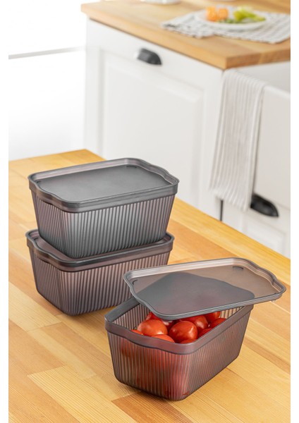 3'lü Kapaklı Mutfak Buzdolabı Saklama Kabı, 1,5 Lt, Füme, Çok Amaçlı Düzenleyici modelleri