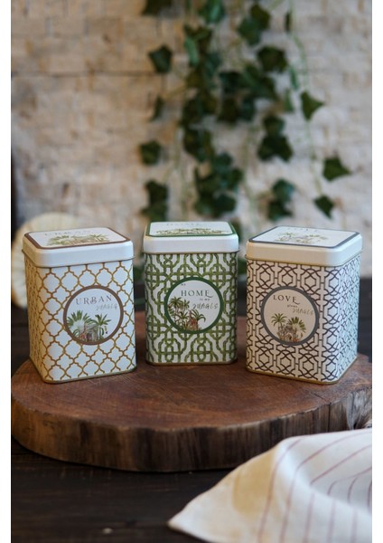 3'lü Kare Metal Saklama Kabı Seti, 75X75 Cm, Yeşil, Dayanıklı ve Şık Tasarım