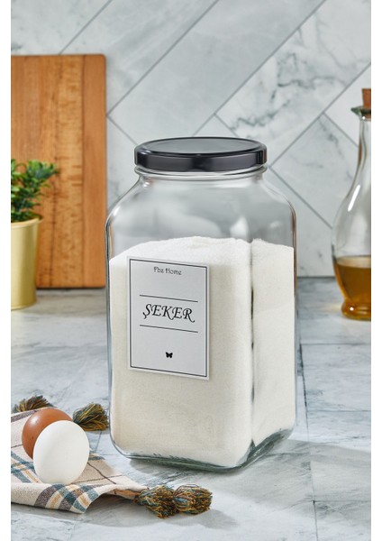 Şeker Kavanozu, Metal Kapaklı, Cam Saklama Kabı, 3000CC, Kahverengi, Pratik ve Şık Tasarım