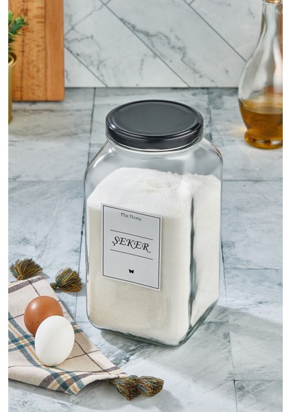 Şeker Kavanozu, Metal Kapaklı, Cam Saklama Kabı, 3000CC, Kahverengi, Pratik ve Şık Tasarım modelleri