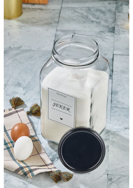 Şeker Kavanozu, Metal Kapaklı, Cam Saklama Kabı, 3000CC, Kahverengi, Pratik ve Şık Tasarım indirimleri