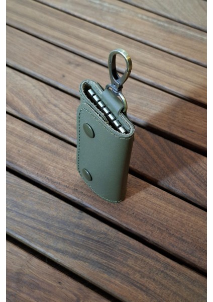 Deri Anahtarlık Kişiselleştirilebilir Haki Yeşil Hakiki Deri 6 Çengelli Askı Kancalı Anahtarlık modelleri