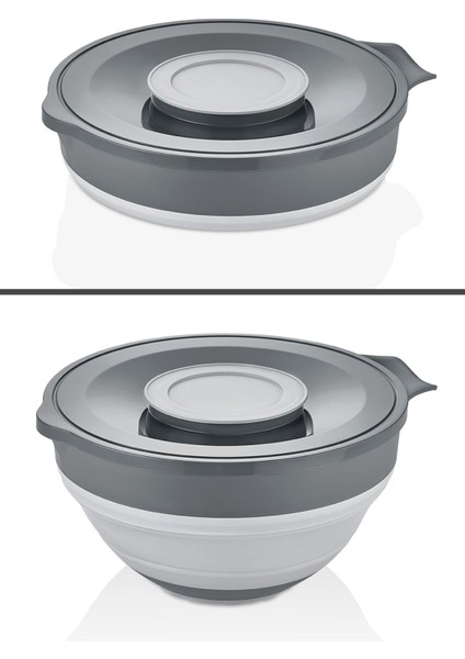 Katlanabilir Akordiyon Mikser Kabı 3250 Ml, Kapaklı, Gri fiyatları