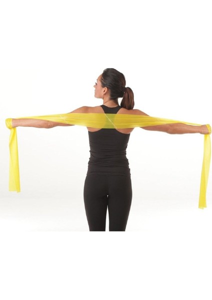 Sarı ve Beyaz Egzersiz Bandı, 1,5 M x 12,5 Cm, Hafif Dirençli, Çok Amaçlı Kullanım